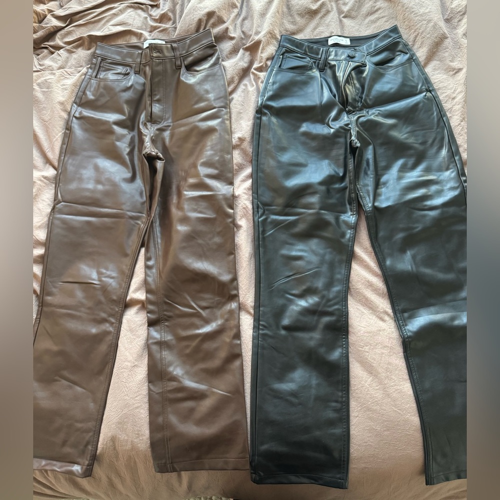 Abercrombie Black and Brown Faux Leather Pants